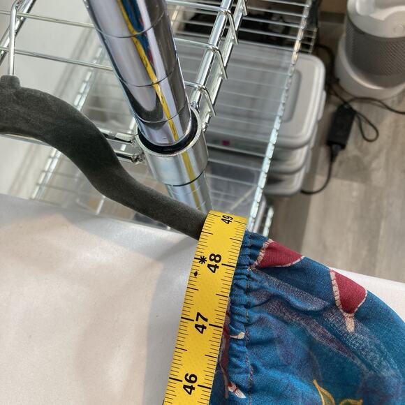 Vintage Albert Capraro Blue Floral Peasant Maxi Dress Size 12 Dark Tropical Boho - Picture 3 of 10